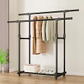 Black Multi functional Clothes Rack in Bedroom Closet with Hanging Coats Storage Box and Shoes