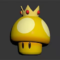 Golden Mushroom Shaped Living Goods Decorative Item Featuring Crown Top Red Gemstones And Illuminated Design