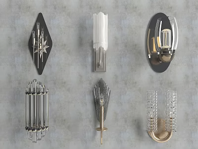 Stylish Modern Wall Lamps Featuring Geometric Shapes Metal Frames And Crystal Details 3d model
