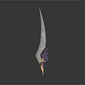 Artistic Fantasy Weapon Design With Feather Decor And Purple Pink Accents