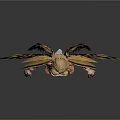 Detailed Angelic Character With Golden Wings Halo And Pink Decorative Gown