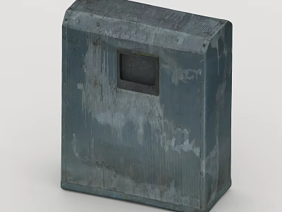 Old Metal Box With Peeling Paint And Square Opening Surface 3d model