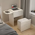 Modern Bedroom Dressing Table With Mirror And Open Drawers For Makeup Storage 3d model