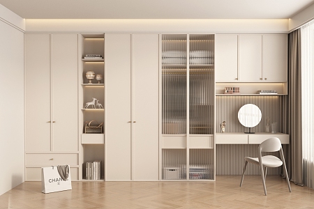 modern wardrobe cream wardrobe 3d model