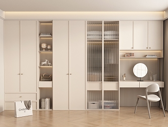 modern wardrobe cream wardrobe 3d model