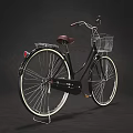 Vintage Black Bicycle With Maroon Seat Wire Basket And White Wall Tires