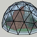 Decorative Glass Dome Ornament Set With Rocks And Green Plants Inside