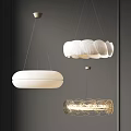 Modern Interior Chandelier Designs With White Petal And Metal Wire Ring Shapes