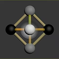 Abstract Geometric Structure With Colored Spheres Connecting Rods And Silver Top Sphere