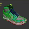 Color Blocked High Top Sneakers In Pink Turquoise Black With White Sole And Black Laces