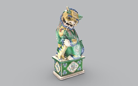 Chinese Ceramic Lion Jingdezhen Porcelain Cultural Relics of Qing Dynasty 3d model