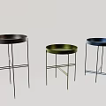 Modern Round Top Side Tables With Metal Frames In Three Color Options 3d model