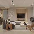 Modern Basement Interior With Sectional Sofa And Coffee Table 3d model