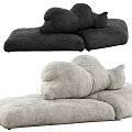Soft Gray And Black Plush Sofa Design With Comfortable Cushions And Modern Style