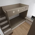 Kids Room Interior Design With Wooden Bunk Bed Stairs Storage Desk And Window