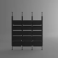 Black Modern Bookshelf With Multi Tiered Open Shelves And Metal Frame