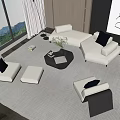 Modern sofa coffee table combination 3d model