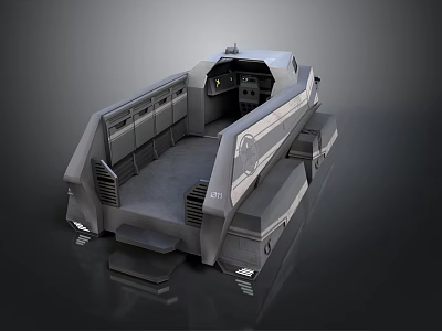 Modern Tank Cockpit Interior With Driver Seat Control Panels And Dashboard Design 3d model