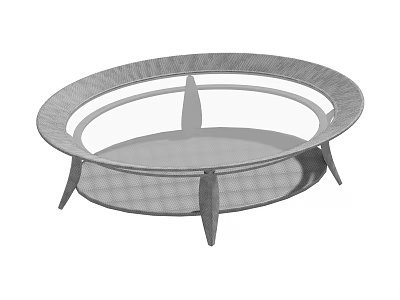 Round Modern Coffee Table With Metal Frame Glass Top And Mesh Design 3d model