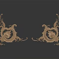 Intricate Golden Carved Decorative Ornaments With Symmetric Patterns On Dark Background And Reflections