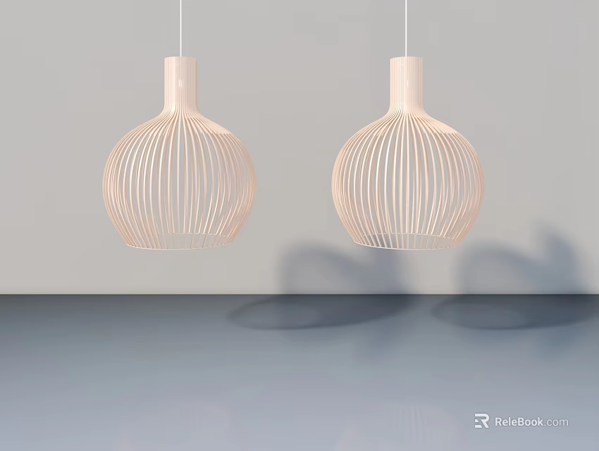 Modern White Hinged Door With Vertical Stripes And Pendant Lights In Light Gray Interior 3d model 