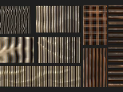 Modern Ceiling Design With Wavy Striped Grid And Metallic Textured Patterns 3d model