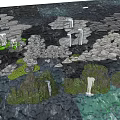 Courtyard Garden With Natural Rock Formations Waterfalls Lush Green Plants And Serene Water Area