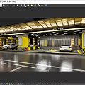 Car Dealership Showroom Displaying White Sports Car with Yellow Partitions Floor Lines and Lighting Design
