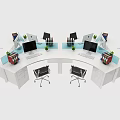 Various Modern Office Desk Designs With Computers Office Supplies And Chairs