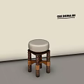 Modern Minimalist Stool With Wooden Structure White Cushioned Seat And Simple Design Elements 3d model