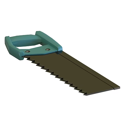 Professional Hand Saw with Green Handle and Black Sharp Tooth Blade for DIY Projects 3d model