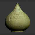 Gourd Shaped Yellowish Green Sculpture Carving With Intricate Decorative Patterns