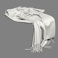 Light Colored Soft Blanket With Fringe Details And Cozy Texture 3d model