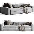 Cozy Gray Sectional Sofa with Plush Pillows and Soft Throw Blanket 3d model