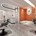 Modern Stylish Beauty Hair Salon Interior With Reception Counter Barber Chairs And Mirrors