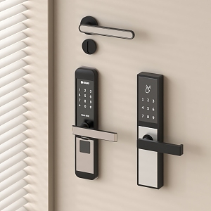 Smart door lock fingerprint lock door handle 3d model