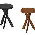 Two Modern Black And Brown Side Tables With Round Tabletop And Crossed Legs