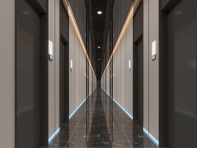 Modern aisle hotel aisle corridor 3d model