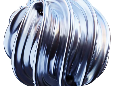 Shiny Silver Metallic Twisted Decorative Ornament Set with Smooth Curved Design for Home Decor 3d model