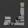 Stacked Gray Natural Stone Blocks And Wooden Logs For Decorative