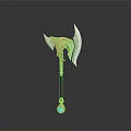 Ornate Decorative Axe With Golden Eagle Head Silver Blades And Blue Gem