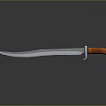 Detailed Sharp Weapon Knife With Orange Handle Silver Blade And Reflective Black Surface