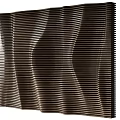 Modern Dark Brown Wainscoting With Wavy Striped Texture For Interior Walls 3d model