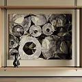 Modern Abstract Painting With Circular Patterns Gray Tones And Textured Design For Wall Decor