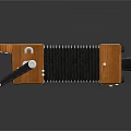 Wooden Accordion With Black Bellows White Buttons And Brown Strap