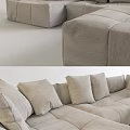 Light Gray Fabric Sectional Sofa With Multiple Cushions And Modern Design 3d model