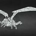 Mythical Red Dragon Flying with Large Membranous Wings Scales and Horned Head Against Dark Background