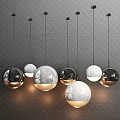 Modern Spherical Pendant Lights in Various Colors and Materials for Interior Design 3d model