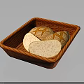 Fresh Artisan Bread Loaves with Cross Patterns in Red Wicker Basket