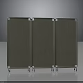 Three Panel Gray Room Divider With Metal Frame For Home Office Space 3d model